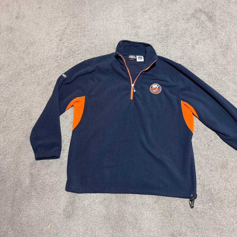 Old Time Hockey New York Islanders NHL Fleece Quarter Zip Pullover Navy XL